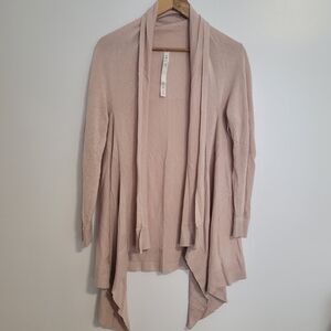 Lululemon Cashlu Meditation Knit Wrap Light Pink Cardigan Draped Size M/L